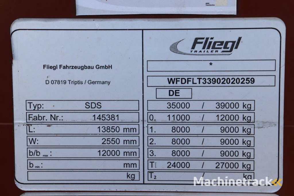 Schuifzeiloplegger Fliegl SDS 2016