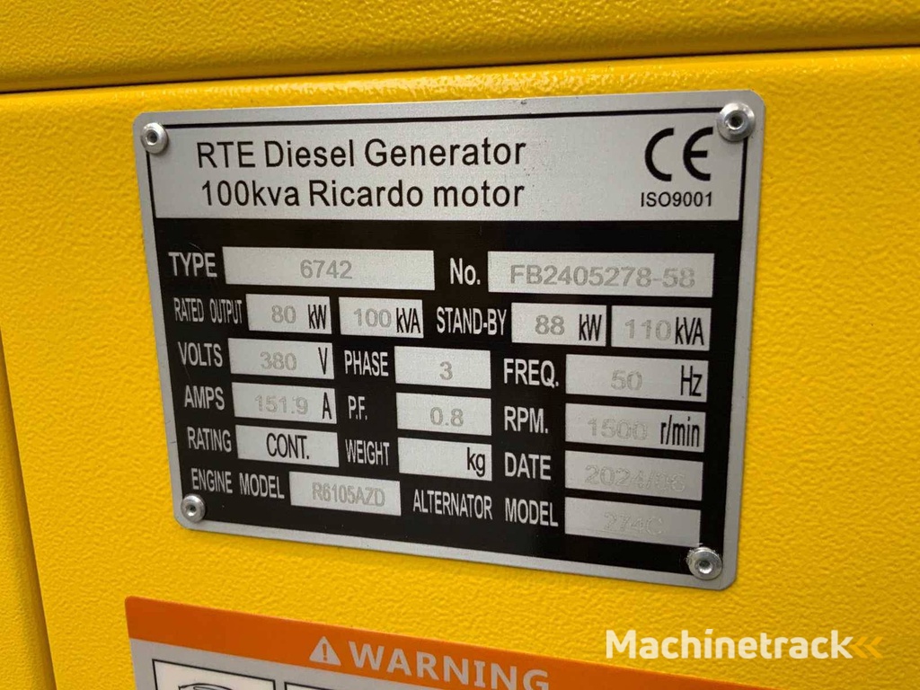 Generator 6742 Diesel 100kVA 2025 Nieuw
