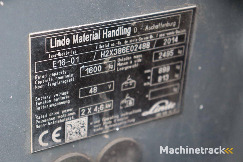Heftruck Linde E16-01 Elektrisch 1600kg 4.5m 2014