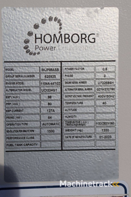 Generator Perkins 5KJP88ASB Diesel 88kVA 2023