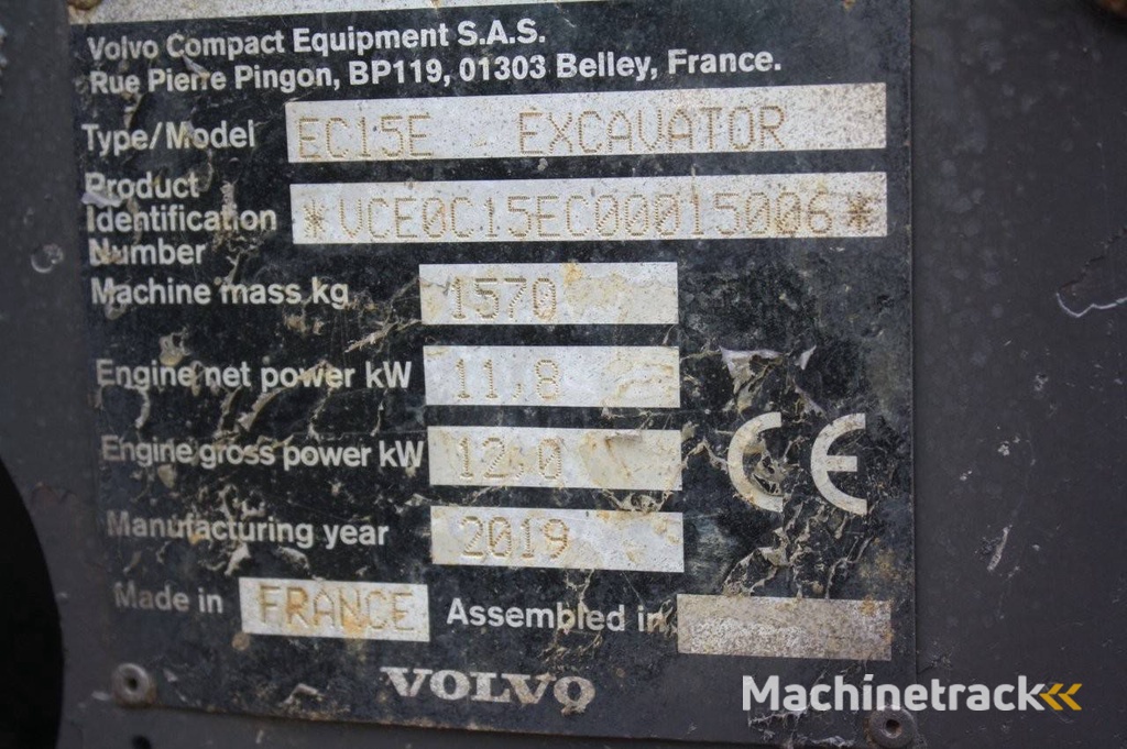 Minigraver Volvo EC15E Diesel 12kW 2019