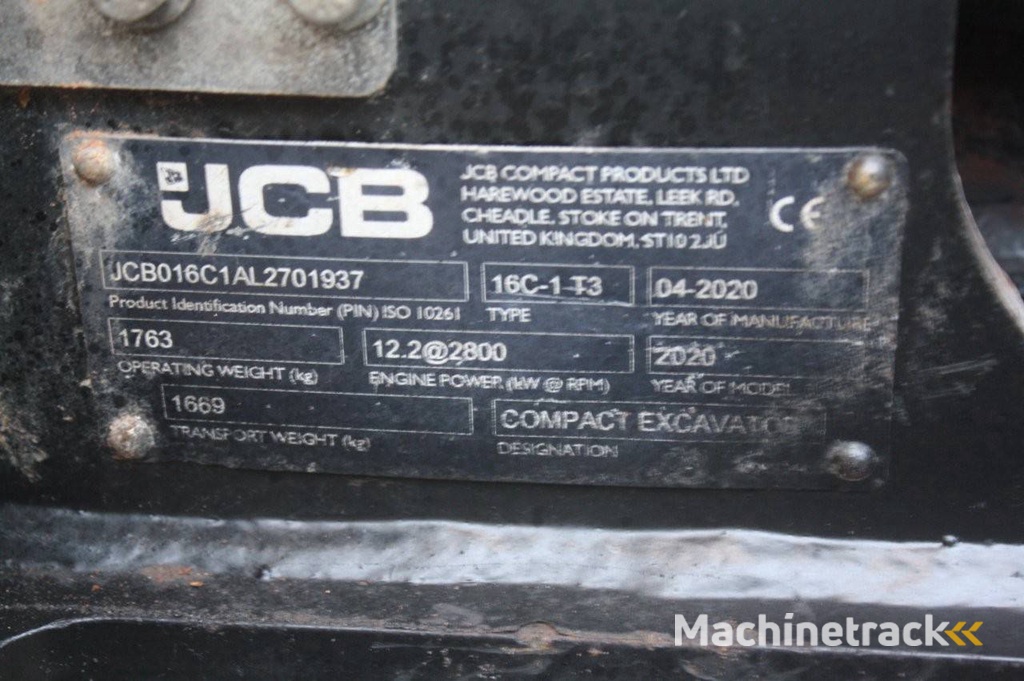 Minigraver JCB 16C-1 T3 Diesel 12kW 2020