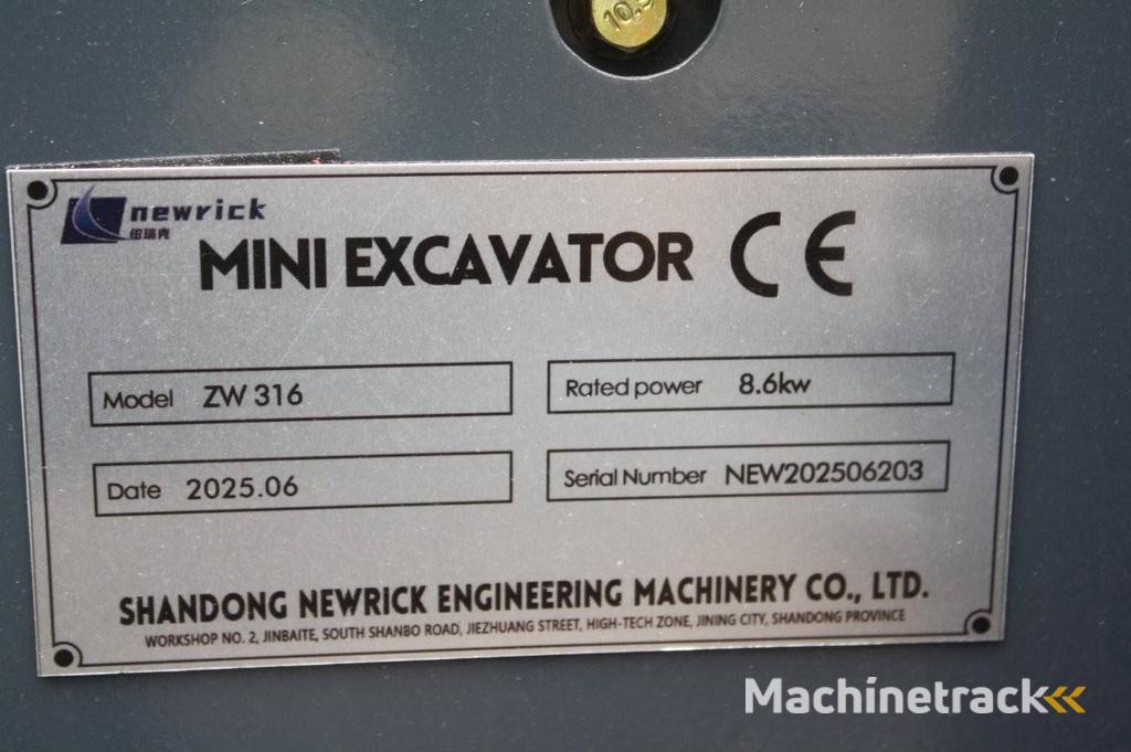 Minigraver Newrick ZW 316 Benzine 8.6kW 2025 Nieuw DEMO