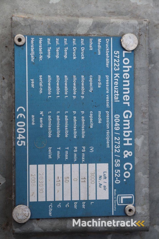 Luchtdrukketel Lohenner 3000L 2008
