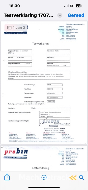 Overige Roda portaalarm hijscontainers gecertificeerd 2 stuks op voorraad !