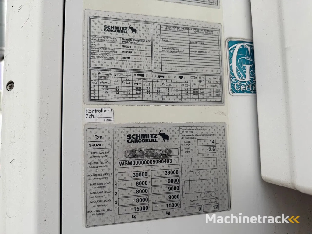 Schmitz Cargobull Schmitz Cargobull PRICES FROM €6950 TO €8950,- 40 X CARRIER 1850 MT D/E SAF AXELS