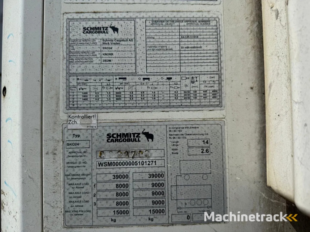 Schmitz Cargobull Schmitz Cargobull PRICES FROM €6950 TO €8950,- 40 X CARRIER 1850 MT D/E SAF AXELS