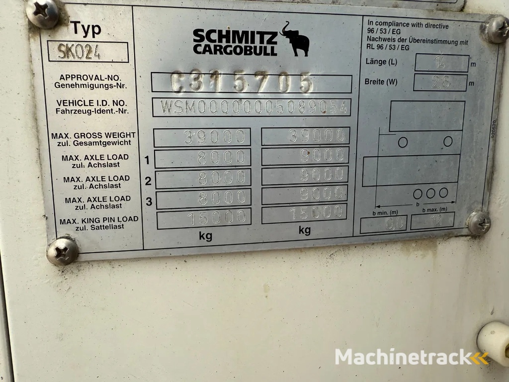 Schmitz Cargobull Schmitz Cargobull PRICES FROM €6950 TO €8950,- 40 X CARRIER 1850 MT D/E SAF AXELS
