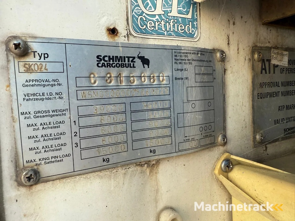 Schmitz Cargobull Schmitz Cargobull PRICES FROM €6950 TO €8950,- 40 X CARRIER 1850 MT D/E SAF AXELS