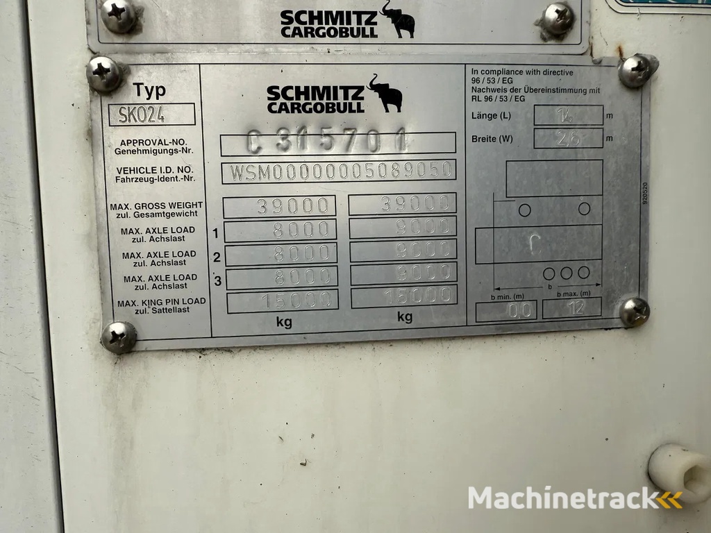 Schmitz Cargobull Schmitz Cargobull PRICES FROM €6950 TO €8950,- 40 X CARRIER 1850 MT D/E SAF AXELS