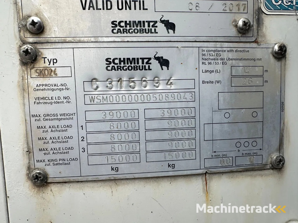 Schmitz Cargobull Schmitz Cargobull PRICES FROM €6950 TO €8950,- 40 X CARRIER 1850 MT D/E SAF AXELS