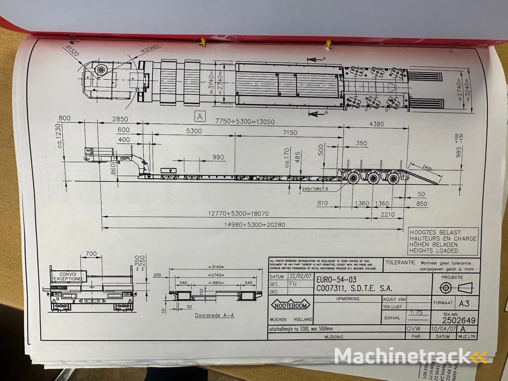 Nooteboom EURO 54-03 3 AXLE STEERING 5,3 METER EXTENDABLE