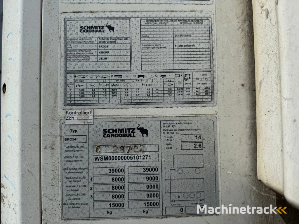 Schmitz Cargobull Schmitz Cargobull PRICES FROM €6950 TO €8950,- 40 X CARRIER 1850 MT D/E SAF AXELS