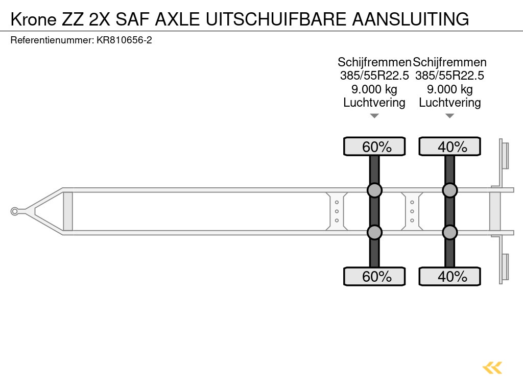 Krone ZZ 2X SAF AXLE UITSCHUIFBARE AANSLUITING