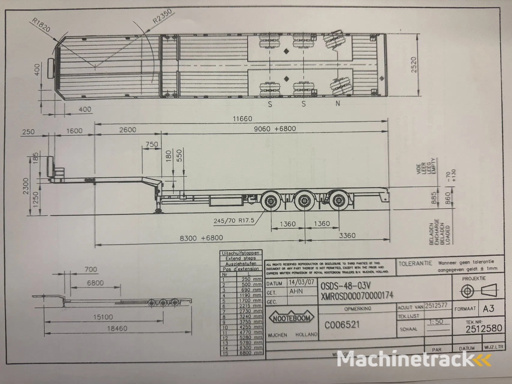 Nooteboom OSDS-48-03V,LAST AXLE STEERING, 6,8 METER, TUV TILL 04-2026