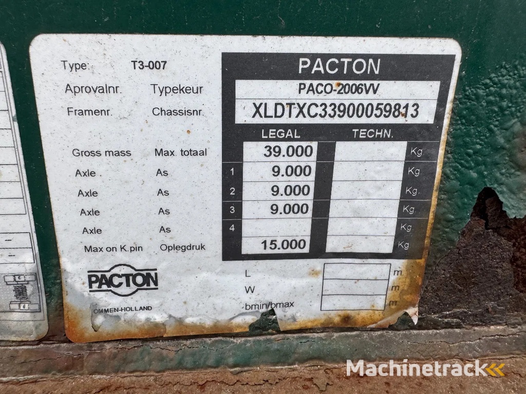 Pacton T3-007 TXC339 3X SAF AXLE