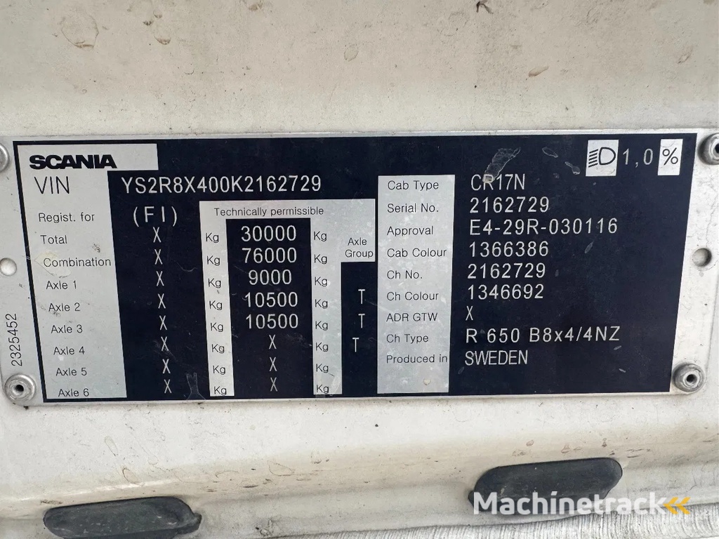 Scania R650 V8 NGS XT 8X4 EURO 6