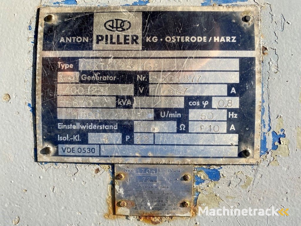 MWM TBRHS 518 V16 Anton Piller 670 kVA generatorset ex emergency