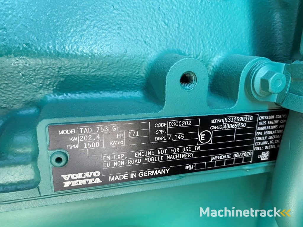 Volvo 225 kVA Stage 3A TAD 753 GE Silent generatorset