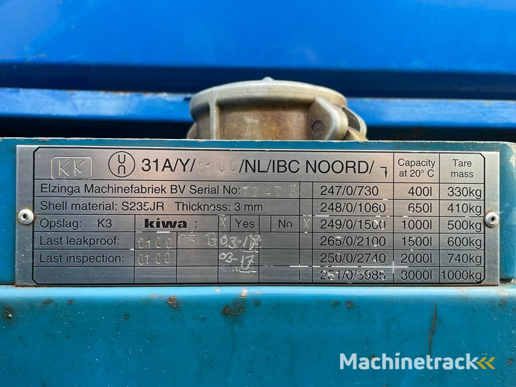 Kiwa IBC 1000 liter dieseltank met keuring