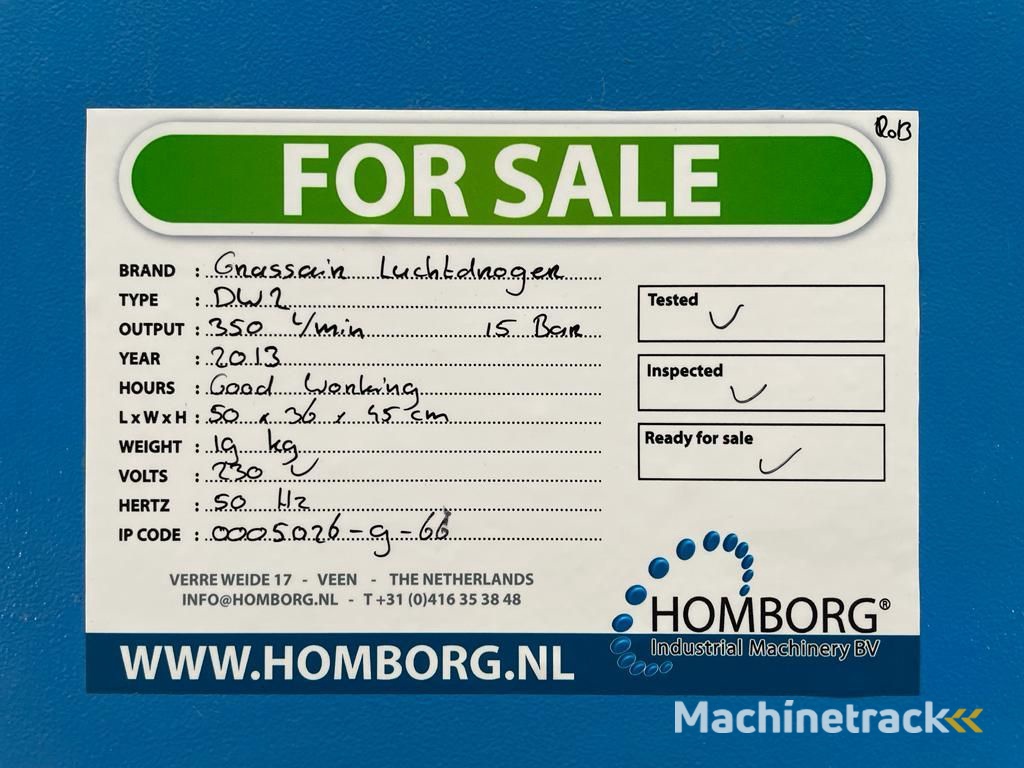 Grassair DW2 Luchtdroger 350 L / min 15 Bar Air Dryer