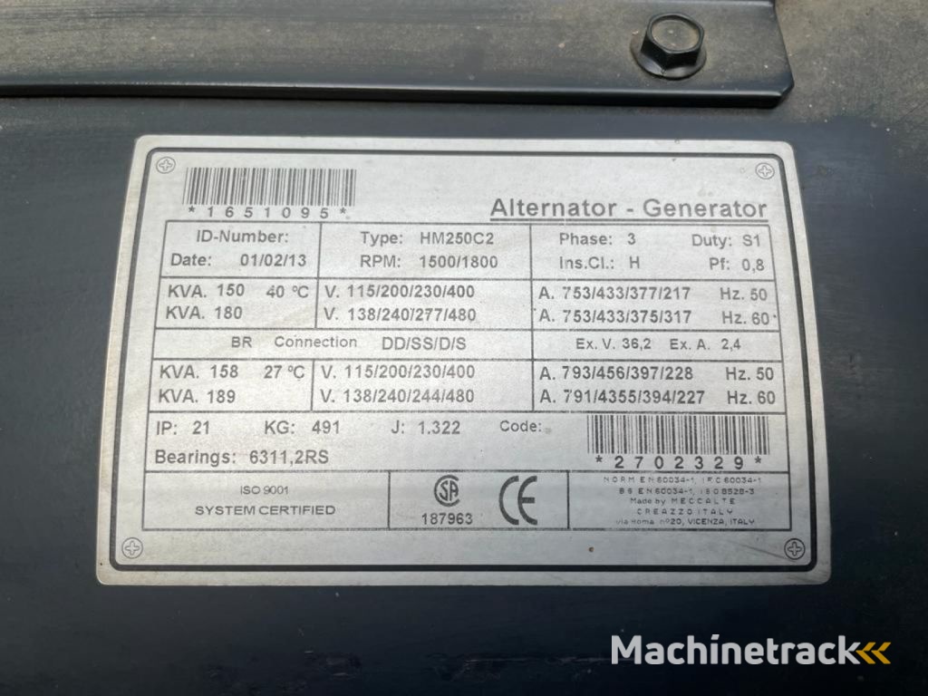 Himoinsa HMA6TAG2 Mecc Alte Spa 150 kVA Silent generatorset
