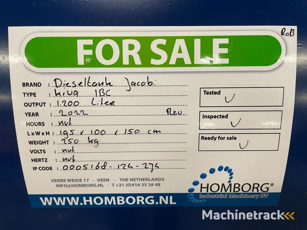 Jacobi Dieseltank 1200 Liter Jacobi Kiwa