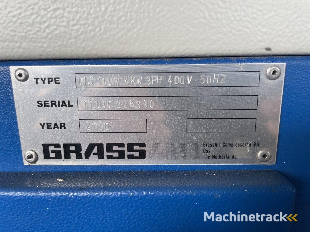 Grassair WIS11.7 4 kW 550 L / min 7 Bar watergesmeerde schroefcompressor