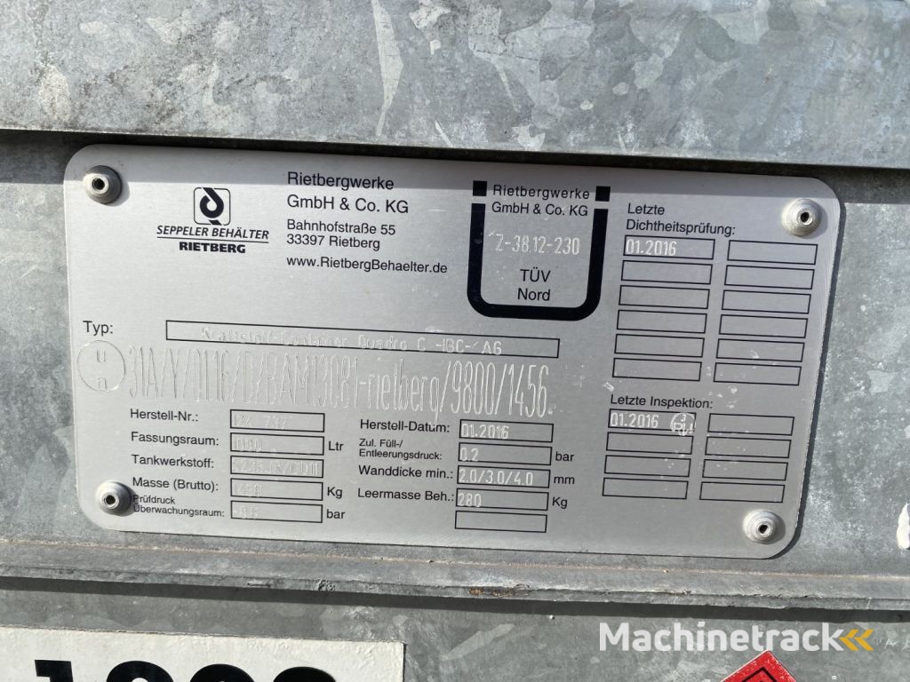 IBC Rietberg 1000 liter IBC Dieseltank Gegalvaniseerd