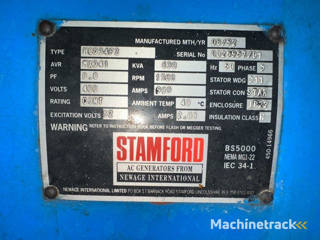 Perkins 3012-TAG2 Stamford 640 kVA generatorset in Silent 30 ft container
