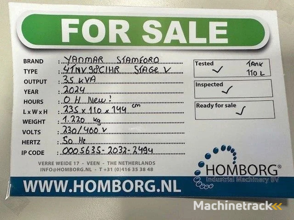 Yanmar Stage 5 Stamford 35 kVA Rental Silent Generatorset Stage V New !