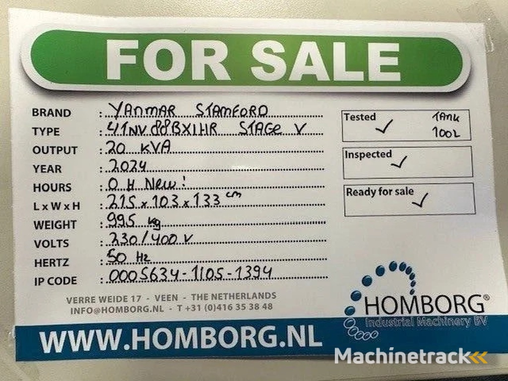 Yanmar Stage 5 Stamford 20 kVA Rental Silent Generatorset Stage V New !