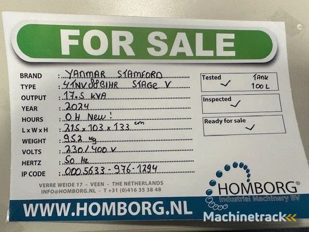 Yanmar Stage 5 Stamford 17.5 Rental Silent Generatorset Stage V New !