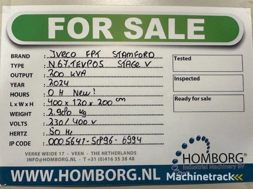 Iveco FPT Stage 5 Stamford 200 kVA Rental Silent generatorset Stage V New