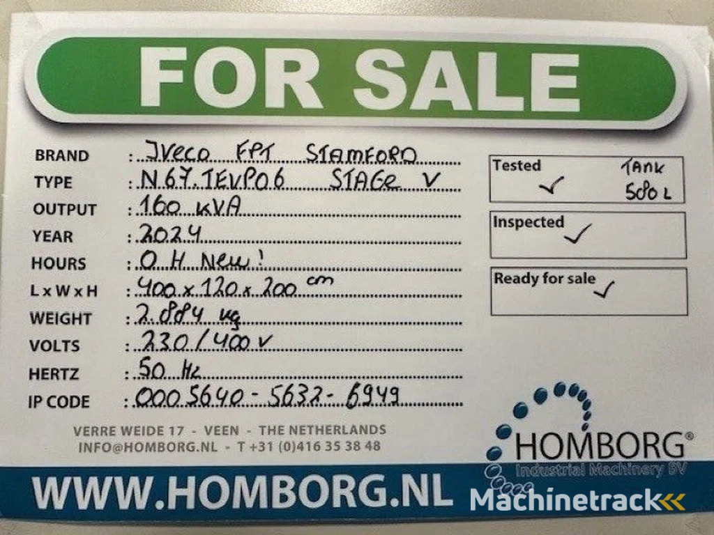 Iveco FPT Stage 5 Stamford 160 kVA Rental Silent generatorset Stage V New