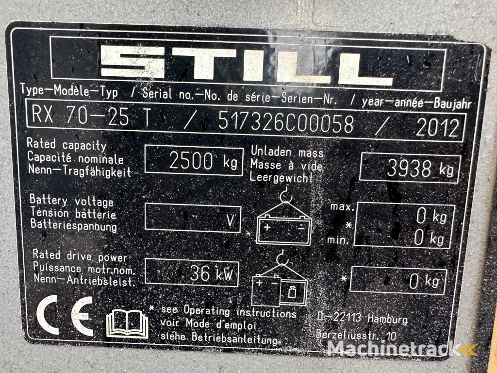 Still RX 70-25 T 2.5 ton Duplex Sideshift Positioner LPG Heftruck
