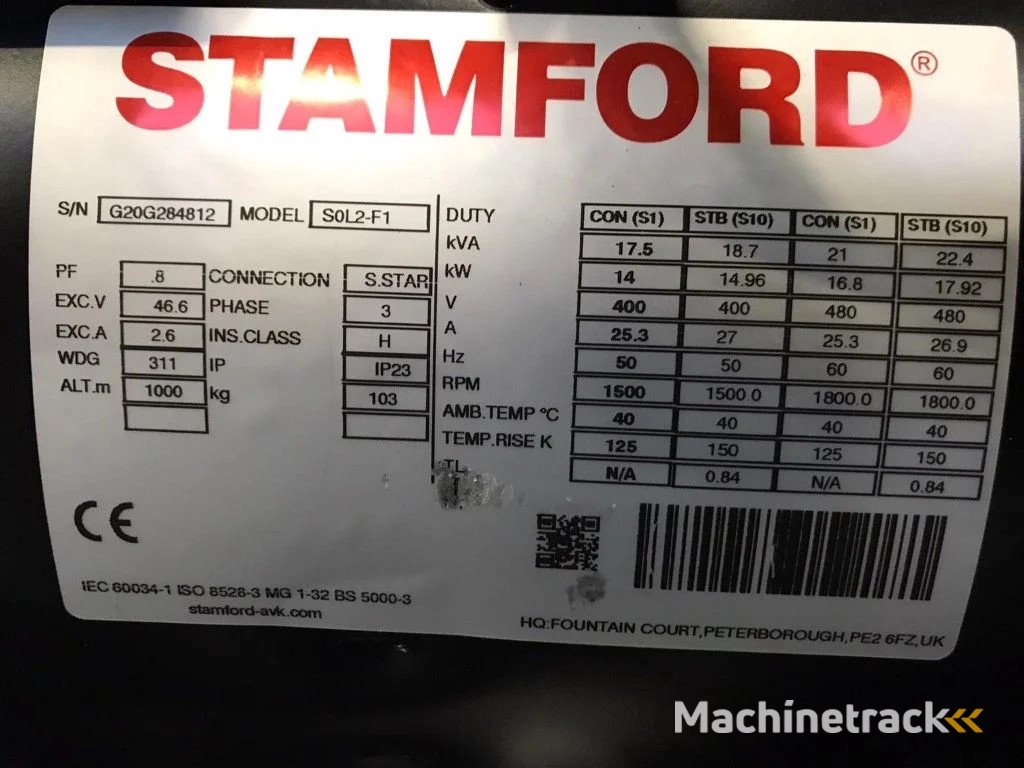 Yanmar HYW 17 Stamford 19 kVA Stage 5 generatorset