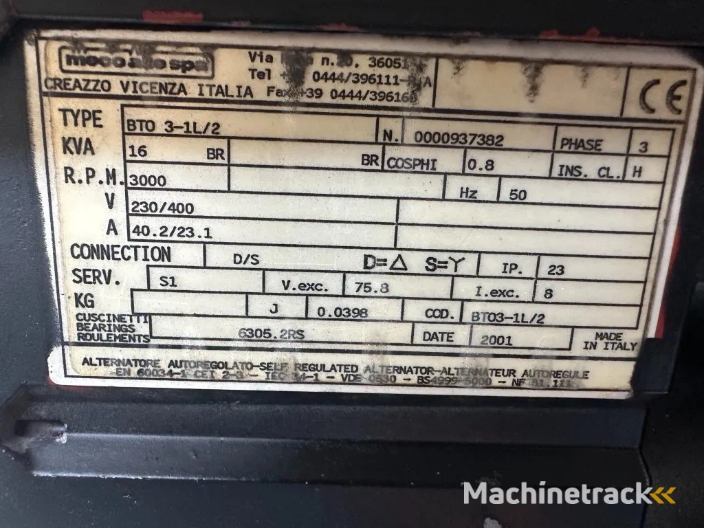 Lombardini 9LD 561-2 Mecc Alte Spa 16 kVA generatorset