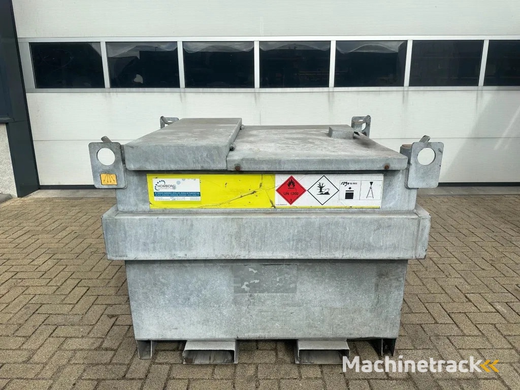 Kiwa IBC Steenbergen 750 liter Dieseltank met Handpomp Milieutank Gegalvaniseerd
