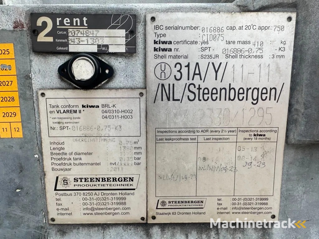 Kiwa IBC Steenbergen 750 liter Dieseltank met Handpomp Milieutank Gegalvaniseerd