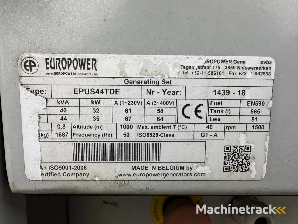 Europower EPUS44TDE Kubota Leroy Somer 44 kVA Supersilent Rental generatorset