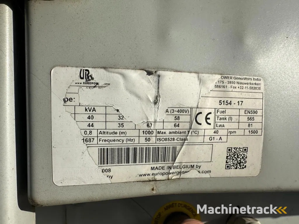 Europower EPUS44TDE Kubota leroy Somer 44 kVA Supersilent Rental generatorset