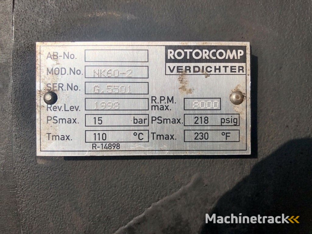 Creemers RCN 15-61 15 kW 1660 Liter/min 15 bar schroefcompressor