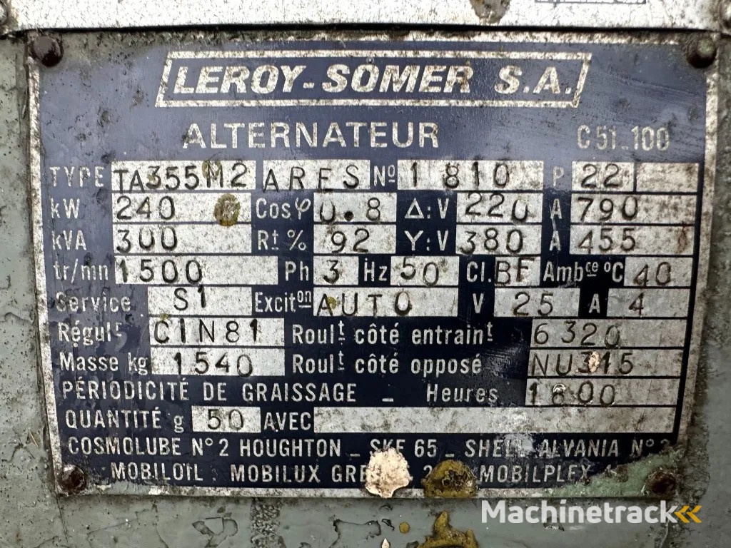 Baudouin Leroy Somer 300 kVA noodstroom generatorset ex Emergency