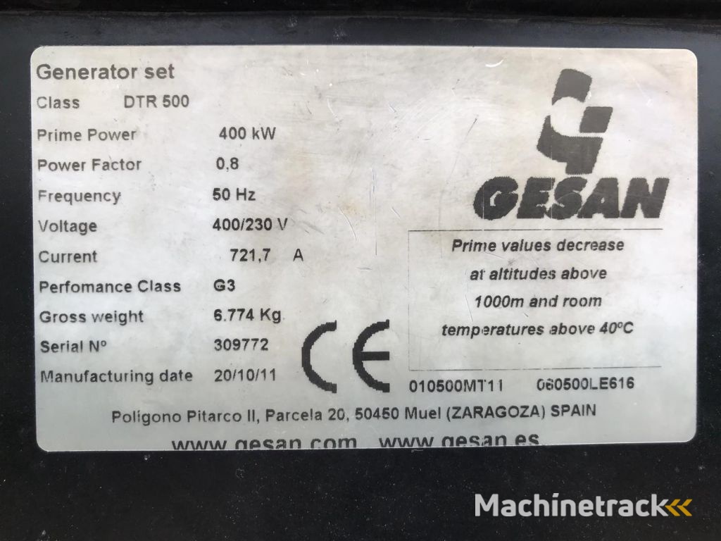 Gesan DTR 500 kVA Supersilent DTR 500 kVA MTU Leroy Somer 500 Supersilent generatorset