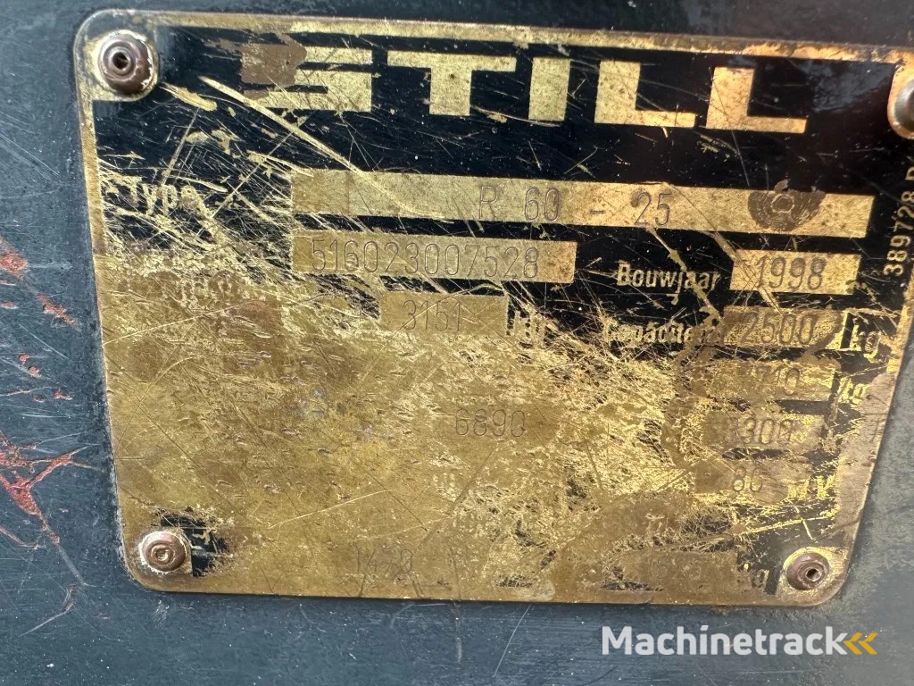 Still R 60-25 2.5 ton Triplex Freelift Sideshift Elektra Heftruck 590 cm hefhoogte !