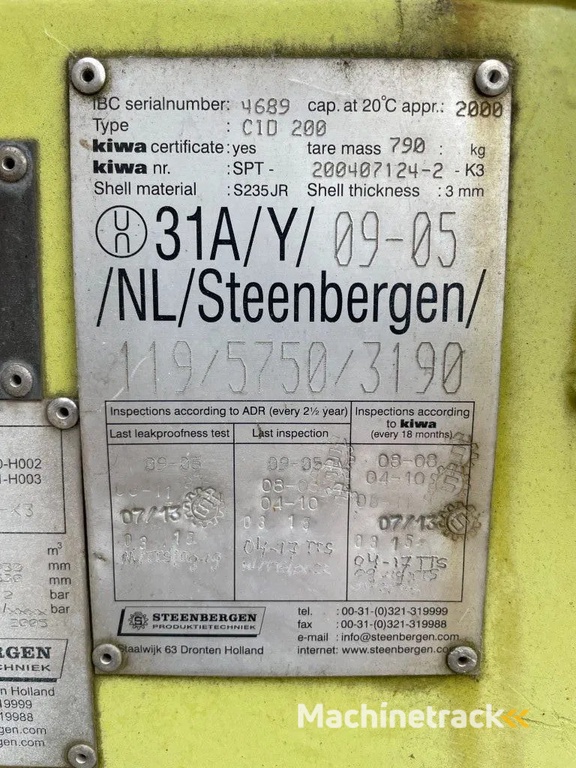 Kiwa IBC Steenbergen 2000 liter Dieseltank met Handpomp Milieutank