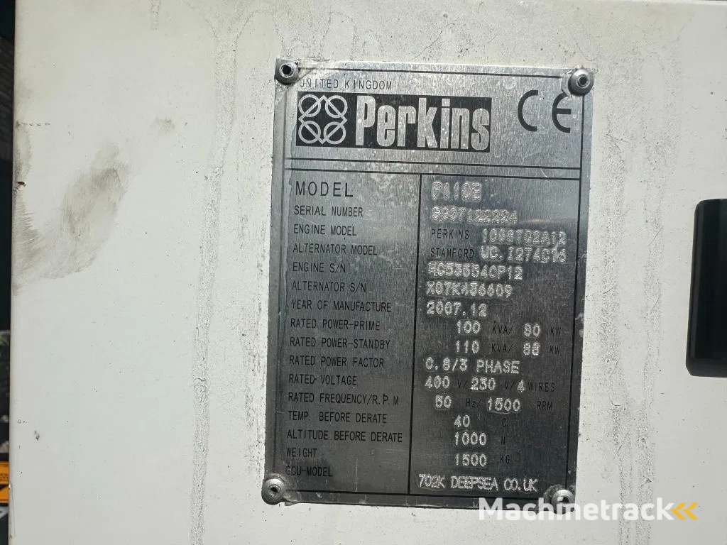 Perkins Stamford 100 kVA noodstroom generatorset