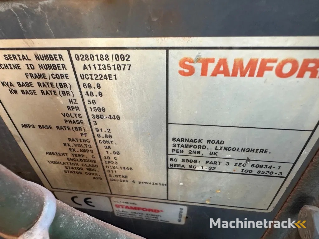 Iveco FPT NEF45 SM1A.A004 Stamford 60 kVA Silent Renrtal generatorset