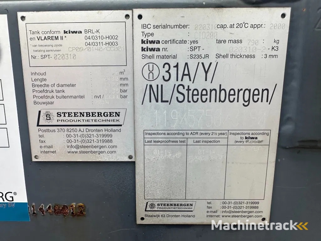 IBC Steenbergen Kiwa IBC 2000 liter dieseltank met handpomp Milieutank